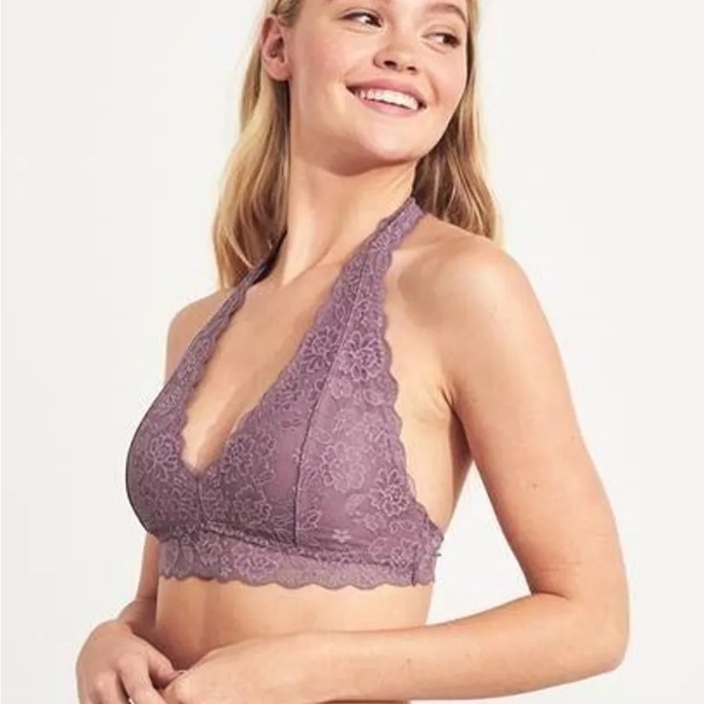 Gilly Hicks Purple Lace Halter Bra - Picture 2 of 3